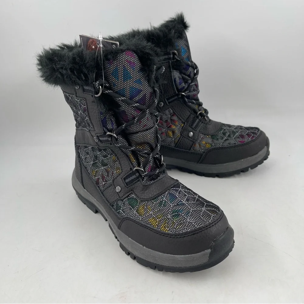 NWT! Bearpaw Big Kids Multicolor Fur Trimmed Wool Lined Winter Boots - Size 3 Y